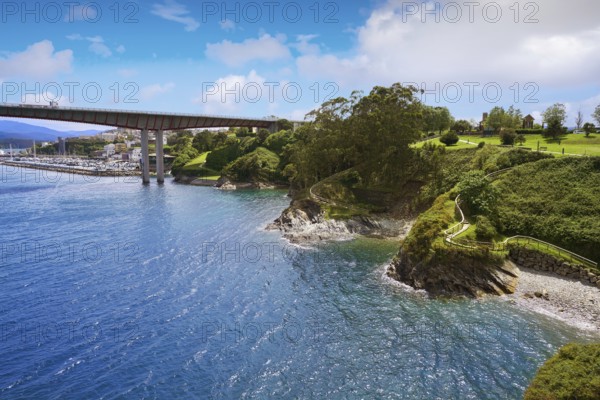 Ribadeo bridge over Eo river from Galicia in Spain