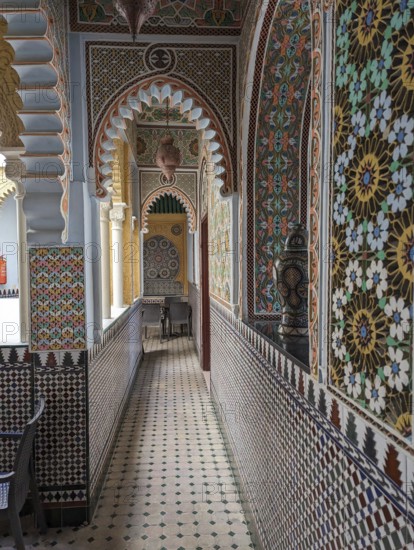 TANGIER, MOROCCO, APRIL 03, 2023, Oriental decoration in the derelict old famous Hotel Continental in Tangier, Morocco, Africa
