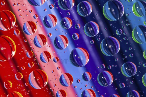 Color pencils under glass with drops of water. Office concept