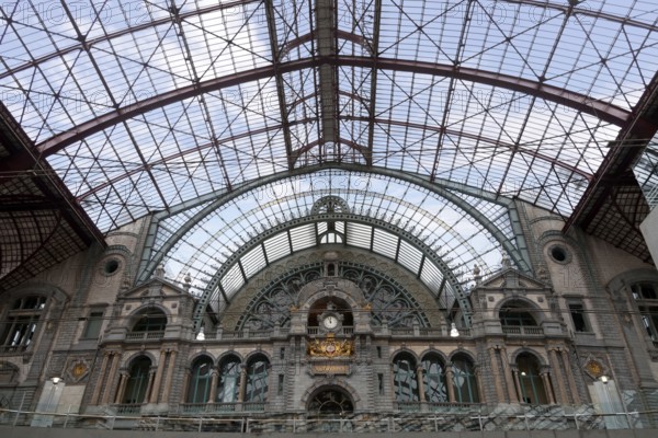 Railway station interior in Antwerpen, Belgium, Europe