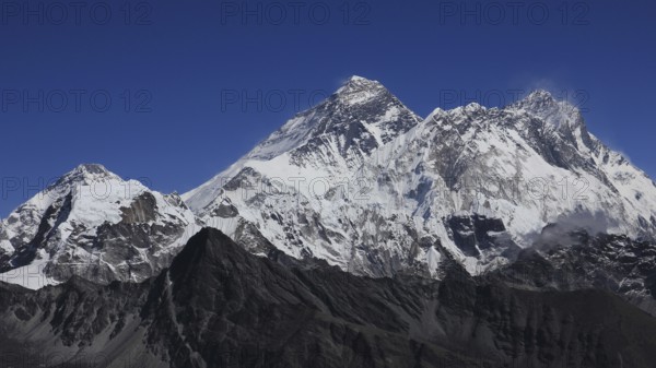 Mount Everest, Nuptse and Lhotse seen from Renjo Pass, Nepal, Asia