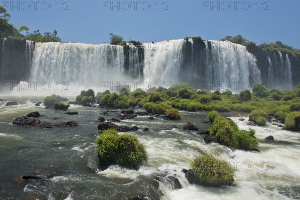 Part of the iguazu falls, seen from the brazilian side, one of the world's seven natural wonders