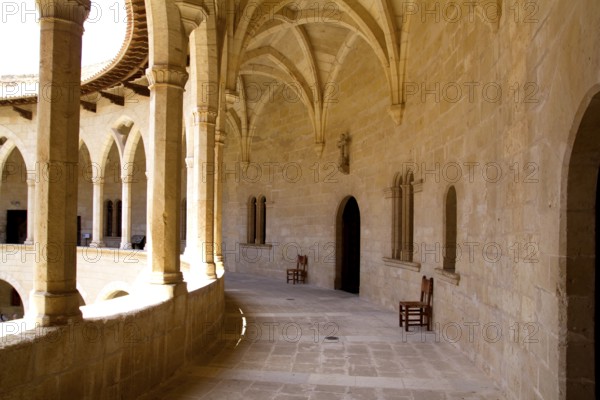 Bellver Castle Castillo cloister corridor in Majorca at Palma de Mallorca Balearic Islands