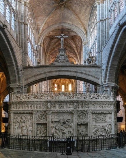 Avila, Spain, 8 April, 2024: view of the retrochoir and central nave of the Avila Cathedral, Europe