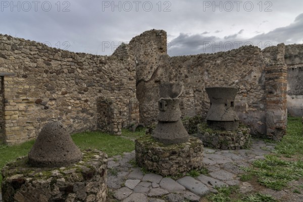 Pompei, Italy, 25 November, 2023: traditional storage pots among the ruins of the ancient city of Pompeii, Europe