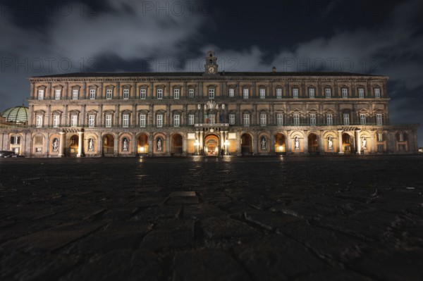Royal Palace in Naples, Italy at night
