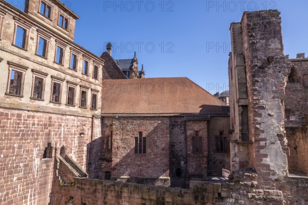 The famous Castle of Heidelberg in Springtime is a popular tourist destination and is an old building well worth seeing. The famous Castle of Heidelberg in Springtime. A really old stone building