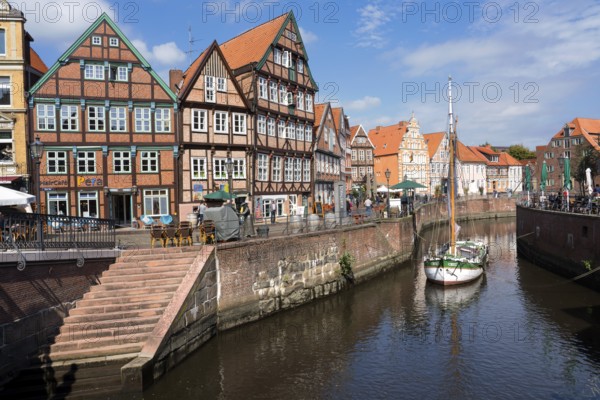 Timber-framed houses at the old Hanseatic harbour, Stade, Lower Saxony, Germany, Europe