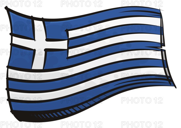 Greece national flag created in graffiti paint style
