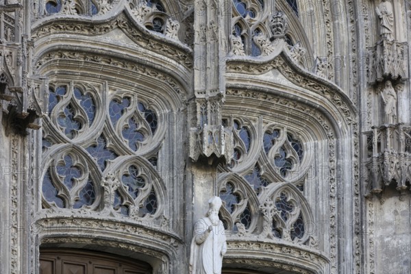Gothic-style west façade of Saint-Gatien Cathedral, Tours, Indre-et-Loire department, Centre Val de la Loire region, France, Europe