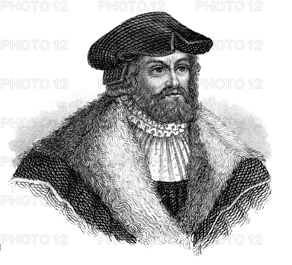 Portrait of John of Saxony, 1468 - 1532, known as John the Steadfast, John the Constant, Elector of Saxony, Johann von Sachsen oder Johann der Beständige, 1468 - 1532, Herzog aus dem Haus Wettin und Kurfürst von Sachsen