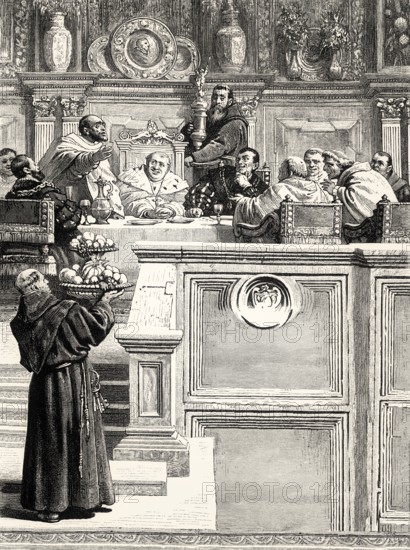 SCENE IV., Götz von Berlichingen by Johann Wolfgang von Goethe, Bamberg Palace, the Bishop, the Abbot of Fulda, Olearius, Liebtraut and Courtiers