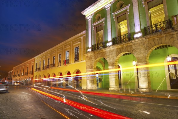 Merida city colorful facades of Yucatan in Mexico