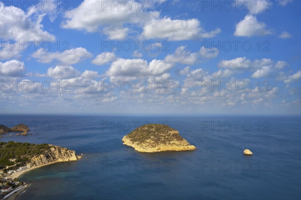 Javea Xabia Mediterranean sea aerial from La Falzia point in Alicante Spain