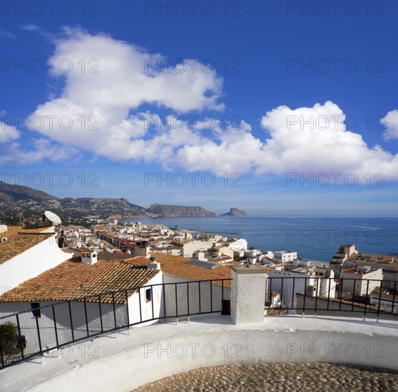 Altea white village skyline in Alicante at Mediterranean Spain
