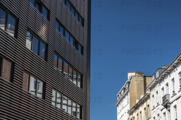 Brussels Old Town, Brussels Capital Region, Belgium, 09 14 2019 Contemporary office buildings with traditional facades, Europe