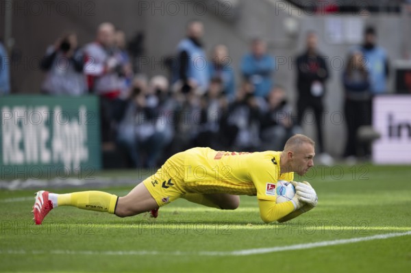 (DFL/DFB REGULATES PROHIBIT ANY USE OF PHOTOGRAPHS AS IMAGE SEQUENCES AND/OR QUASI-VIDEO), RheinEnergieStadion, Cologne, North Rhine-Westphalia, Marvin Schwäbe (1.FC Köln, Goalkeeper, #1), 2nd Bundesliga, 1.FC Köln, Fortuna Düsseldorf 1895 on 23/02/2025 at RheinEnergieStadion in Cologne Germany