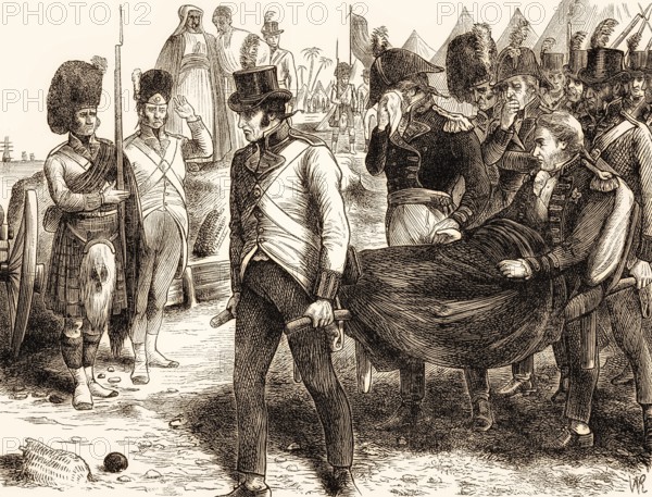 Death of General Abercromby, Battle of Alexandria, 21 March 1801, French campaign in Egypt and Syria, From British Battles on Land and Sea, by James Grant