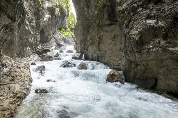 A panoramic image of the Partnachklamm in Bavaria Germany