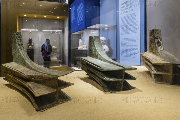 Punic ship´s rostrum, from area of the battle of Egadi islands, 3rd cent. BCE, The Coliseum, Rome, Lazio, Italy, Europe