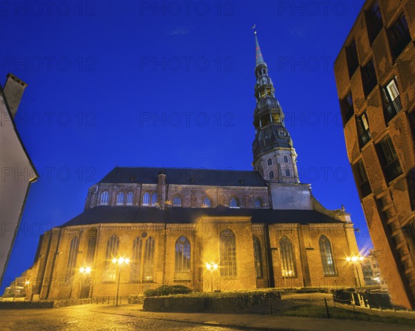 St. Peter's Church, Riga. Evening