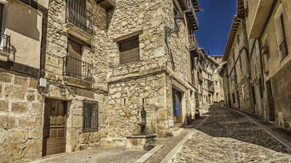 Street Scene, Traditional Architecture, Frías Medieval Town, Historic Artistic Grouping, Las Merindades, Burgos, Castilla y León, Spain, Europe