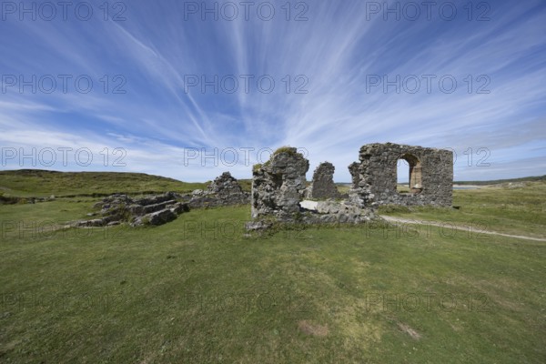 Ruins of the ruined St Dwynwen Church, Llanddwynn Island, Newborough, Anglesey, Wales, Great Britain