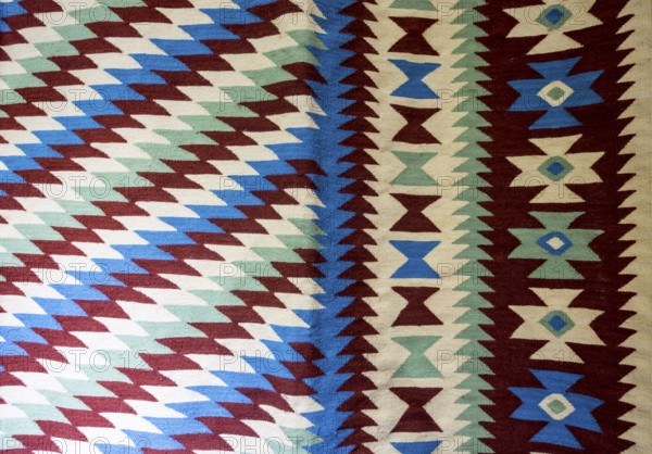 Chiprovtsi Carpets (rugs). Traditional colorful carpets from Chiprovtsi region in Bulgaria. Hand-woven (hand-made) carpets with different elements and colours. Ethnic and folk patterns