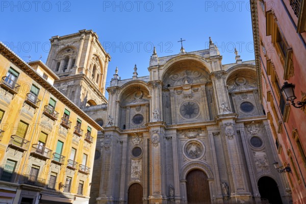 Granada Cathedral facade in Spain Andalusia at Pasiegas square