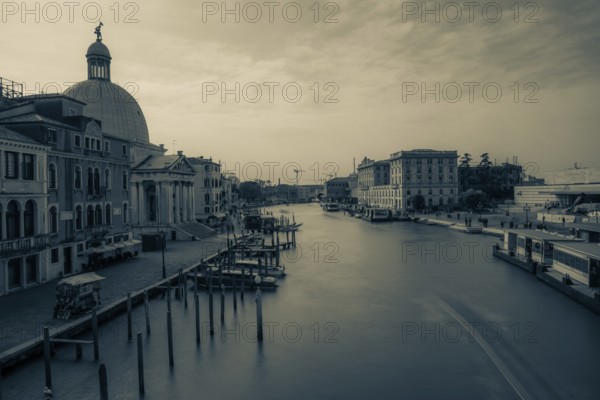 Santa Lucia railway station and San Simeone Piccolo church on the Grand Canal, Venice, Veneto, Italy, Europe