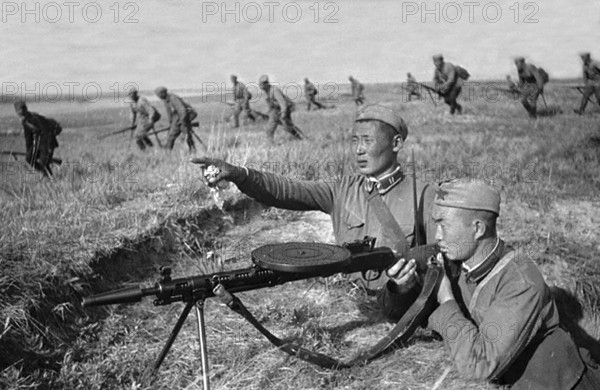 The Battle of Khalkhyn Gol was the decisive engagement of the undeclared Soviet–Japanese Border War fought between the Soviet Union, Mongolia and the Empire of Japan in 1939. The conflict was named after the river Khalkhyn Gol, which passes through the battlefield. In Japan, the decisive battle of the conflict is known as the Nomonhan Incident (Nomonhan Jiken) after a nearby village on the border between Mongolia and Manchuria.<br/><br/> The battles resulted in total defeat for the Japanese Sixth Army. Casualty estimates vary widely: Some sources say the Japanese suffered 45, 000 or more soldiers killed with Soviet casualties of at least 17, 000. The Japanese officially reported 8, 440 killed and 8, 766 wounded, while the Soviets initially claimed 9, 284 total casualties.<br/><br/> Although this engagement is little known in the West, it had profound implications on the conduct of World War II. It may be said to be the first decisive battle of World War II, because it determined that t...