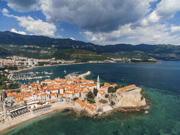 Old Town of Budva, photo from a drone.