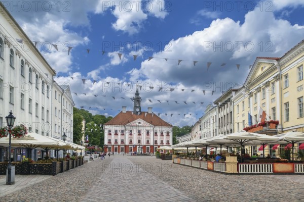 Town hall square is main square in Tartu, Estonia, Europe