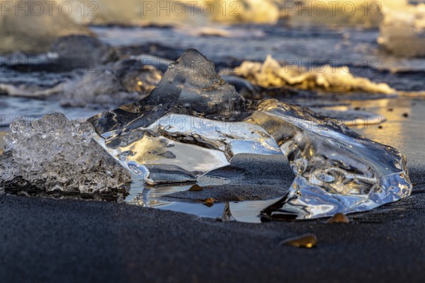 Evening at Diamond beach, Jökulsarln, south coast, Iceland, Europe