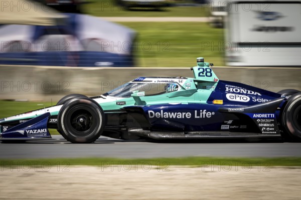 MARCUS ERICSSON (28) of Kumla, Sweden practices for the XPEL Grand Prix at Road America in Elkhart Lake, WI
