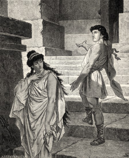 ACT III., SCENE IV., Iphigenia, Pylades, scene from Iphigenia in Tauris, Johann Wolfgang von Goethe