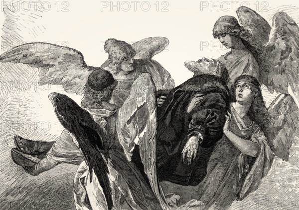 Angels bearing the immortal part of Faust, act V, Faust II, Johann Wolfgang von Goethe