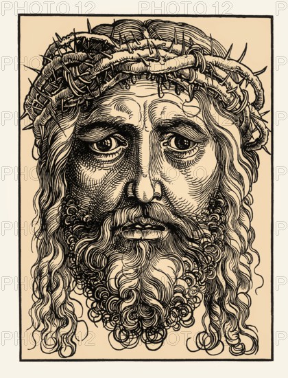 The head of Jesus Christ by Albrecht Durer, woodcut, 16th century