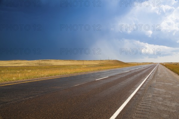 Before a big storm on the prairie in Wyoming in USA