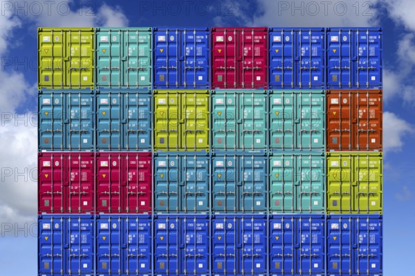 Container in the container terminal in the Jade-Weser-Port, container, stack, goods, transport, commercial harbour, container, Wilhelmshaven Wilhelmshaven, Lower Saxony, Federal Republic of Germany