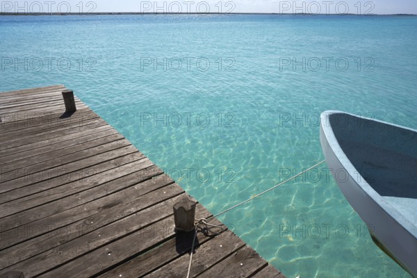 Laguna de Bacalar Lagoon pier in Mayan Mexico at Quintana roo