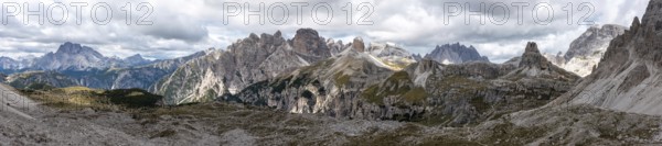 Scenic wild alpine landscape around the 3 Zinnen mountains, the dolomites in South Tirol