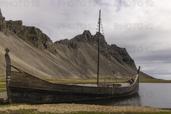 Viking village at Vestrahorn, Stokksnes, south coast, Iceland, Europe