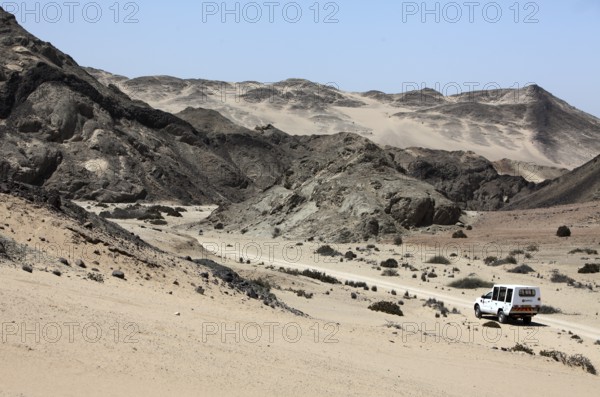 Tourist safari near Swakopmund, Namib Desert, Namibia, Africa Namib is the oldest desert on earth and is a UNESCO World Heritage Site, Africa