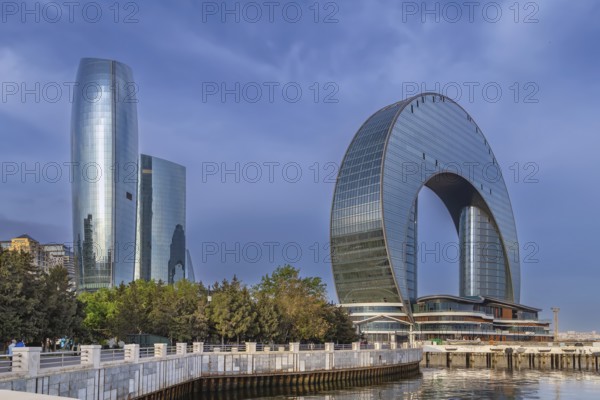 Modern buildings on Baku Boulevard, Azerbaijan, Asia