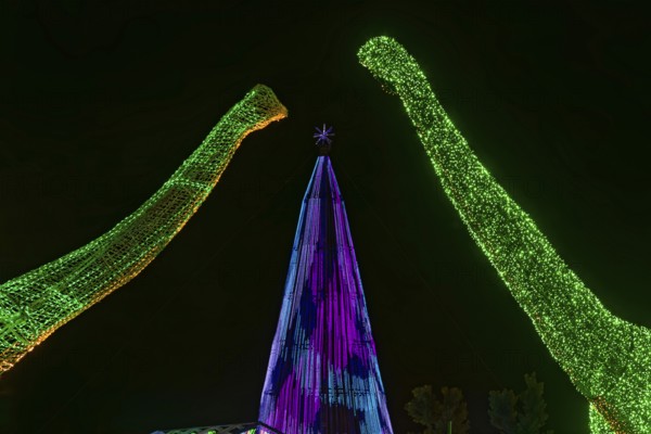 Illumi light show event, 25 million lights, Jurassic kingdom, Laval, Province of Quebec, Canada, North America