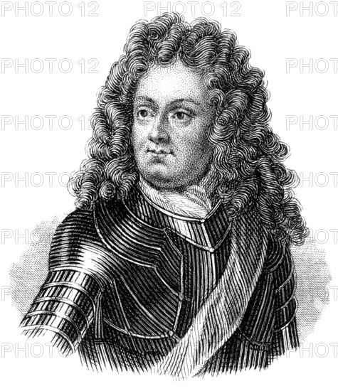 Portait of John Churchill, 1st Duke of Marlborough, 1650 - 1722, an English soldier and statesman, Portrait von John Churchill, 1. Duke of Marlborough, 1650 - 1722, ein englischer Feldherr im Spanischen Erbfolgekrieg und der erste Duke of Marlborough