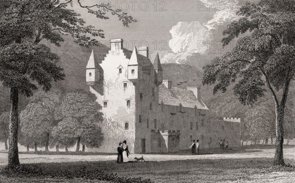 Meggernie Castle, Perth and Kinross, 19th century, from Modern Athens by Th. H. Shepherd