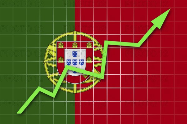 The Portuguese flag and arrow graph going up