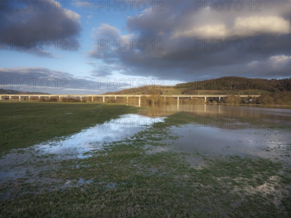 Motorway and flooding in the Fulda valley